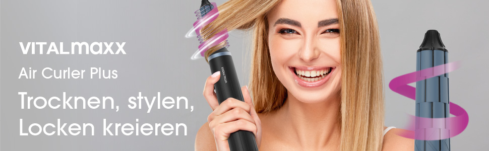 Мультистайлер VITALmaxx Air Curler Plus 6-в-1 бігуді, фен, щітка та дифузор, 1500 Вт