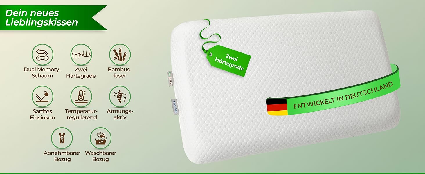 Ортопедична подушка OrthoDual з Dual Memory Foam для підтримки шиї та профілактики болю, 60x35x9,5 см