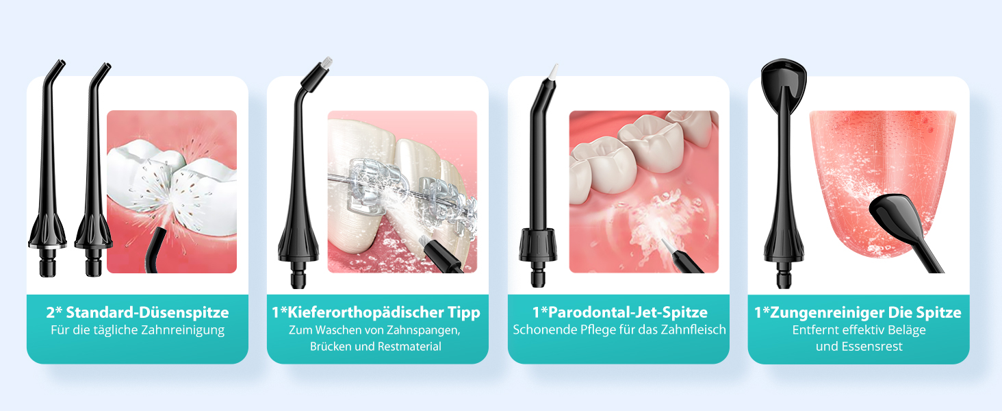 Портативна електрична душова насадка COSLUS: 300 мл, IPX7, 5 насадок, для догляду за порожниною рота, білий (чорний)