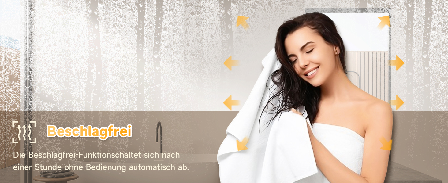 Дзеркало для ванної кімнати SONNI LED з підсвічуванням 50x70 см, сенсорне керування, 3 кольори світла, проти запотівання, функція пам'яті, білий