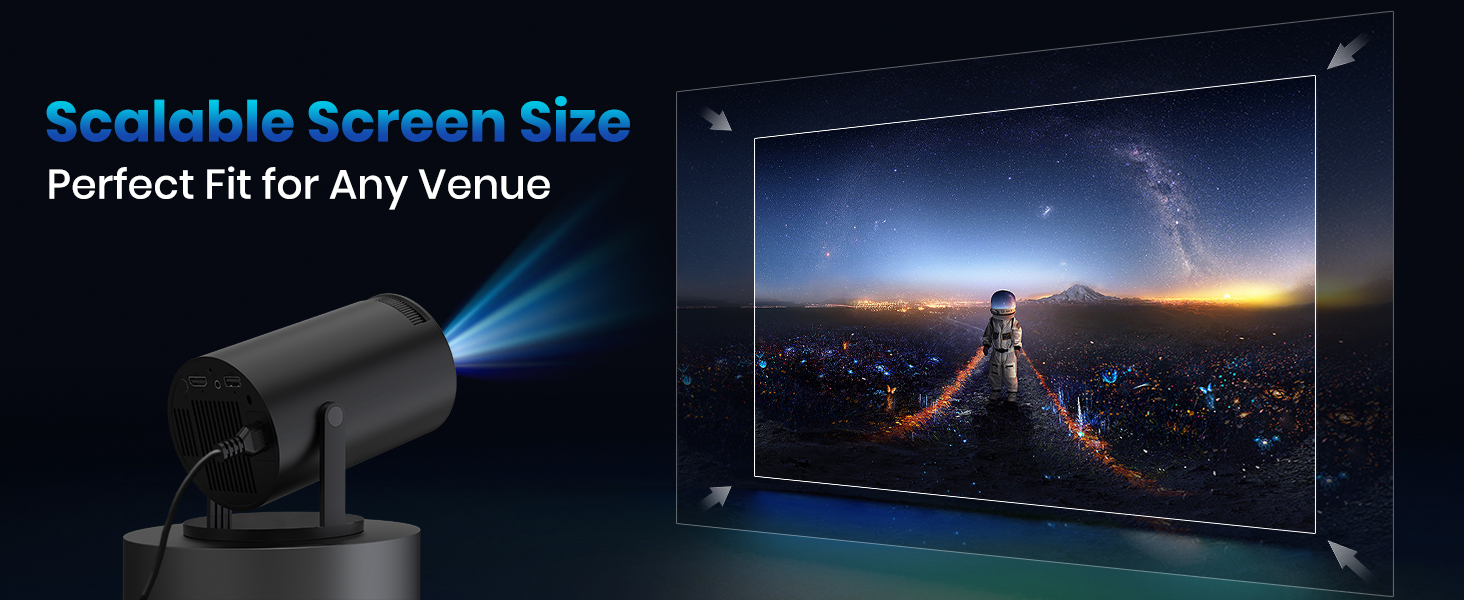 Портативний проєктор Mini Beamer: 1080P, 4K, Android, iOS, WiFi, Bluetooth, 180°