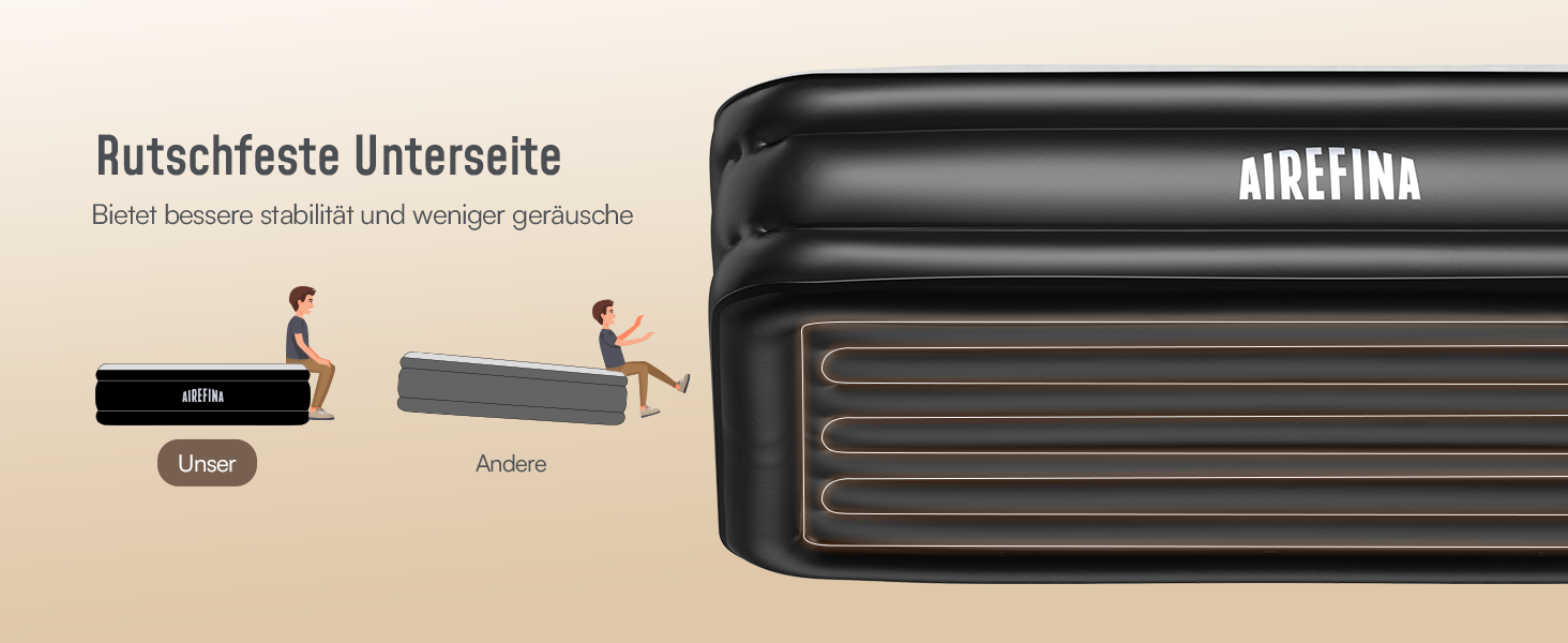 Надувний матрац Airefina для 2 осіб з вбудованим насосом, самонадувний, 190x137x46 см, для дому та кемпінгу