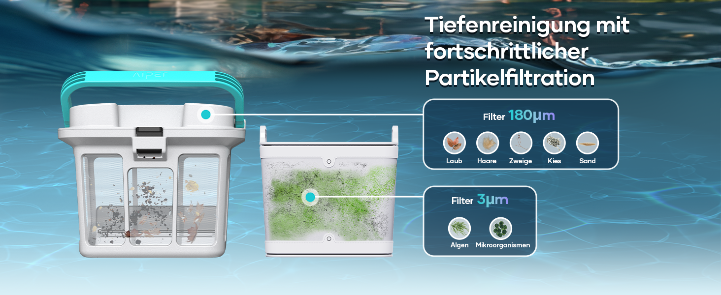 Робот-пилосос для басейну AIPER Scuba S1 Pro: автоматичне очищення дна, стін та водної лінії, розумна навігація, акумулятор до 180 хвилин, для басейнів до 200 м²