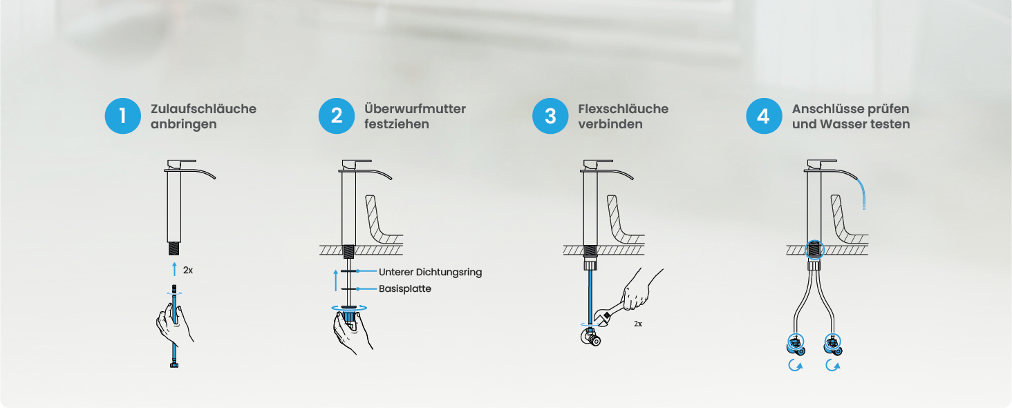Змішувач для ванної кімнати Bächlein Tamina з водоспадом, однорідний, з довговічною керамічною картридж, комплект для монтажу, хром (висока якість)