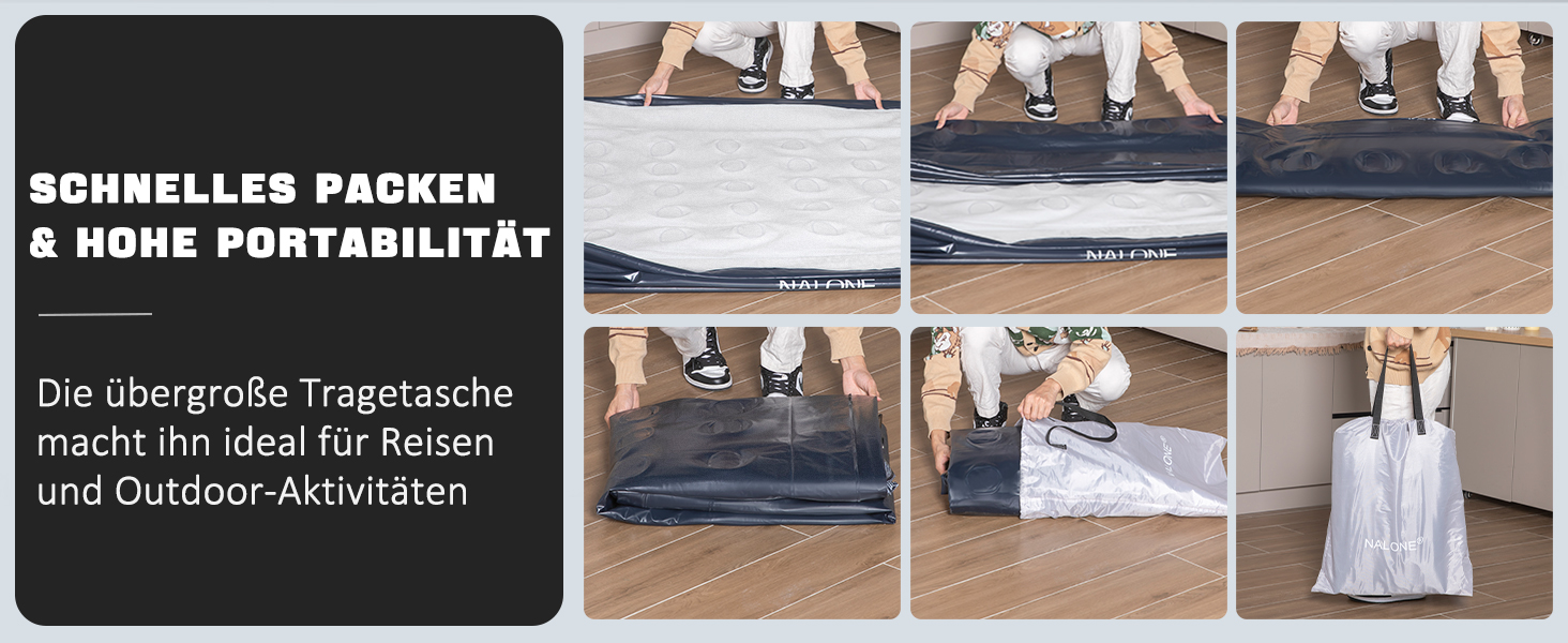 Надувний матрац NALONE для 2 осіб з самонадуваємою системою та вбудованим насосом, для кемпінгу та дому (Twin XL)