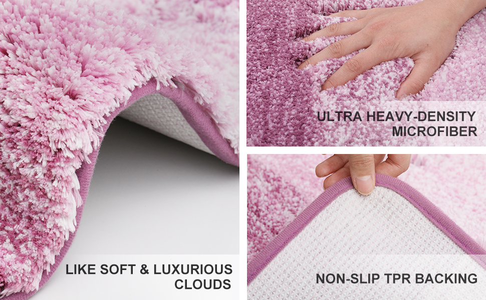 Килимок для ванної кімнати Homaxy, 60x120 см, антиковзаючі, миючий, з м'якого ворсу, з мікрофібри, швидковисихаючий, фіолетовий