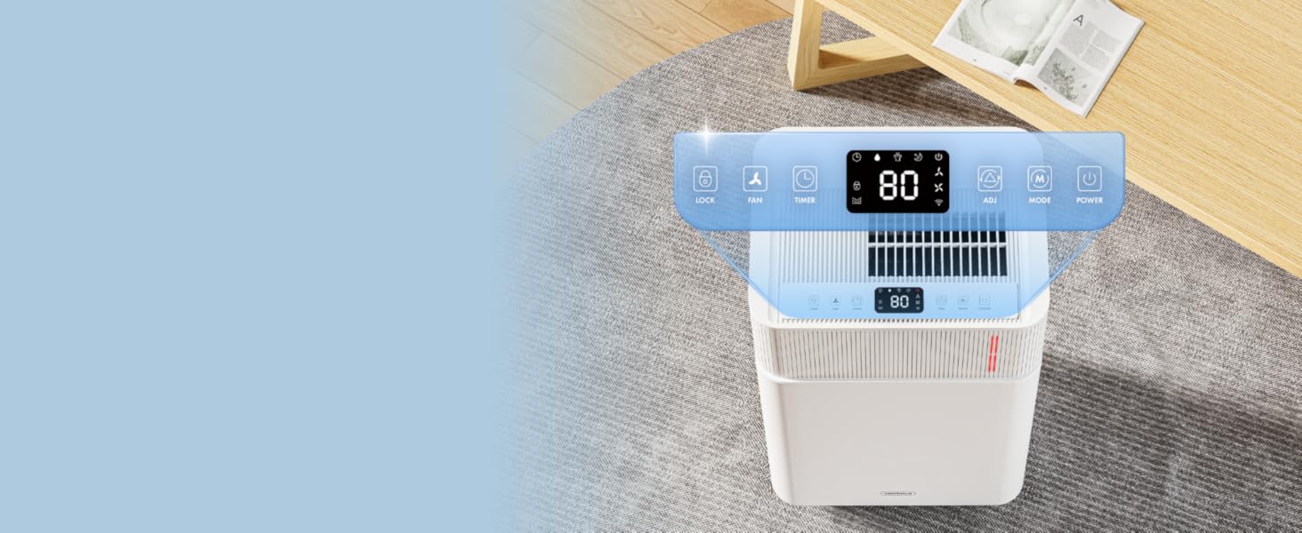 Електричний осушувач повітря VonHaus 12L/24h - для підвалу, кімнат до 125м³/20м², з таймером та функцією сну, проти вологи та плісняви