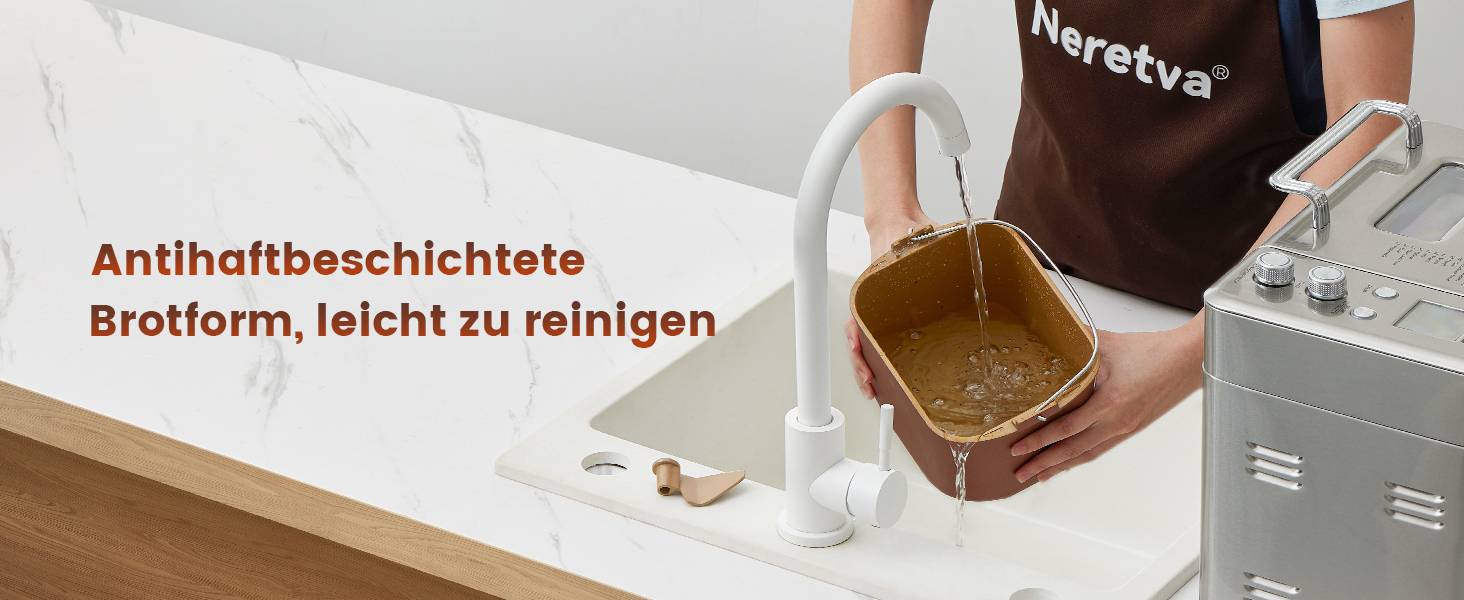 Хлібопічка Neretva з 17 програмами, об'ємом 2.2 кг, з дозатором горіхів та фруктів, керамічним антипригарним покриттям, для безглютенових продуктів, тіста, закваски та йогурту, срібна