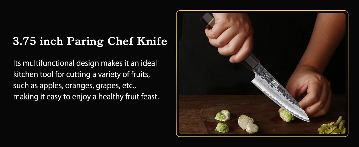 Японський ніж Сантоку HOSHANHO 18 см, ручна ковка, з високоякісної сталі, ергономічна ручка, подарункова коробка (набір 3 ножі)