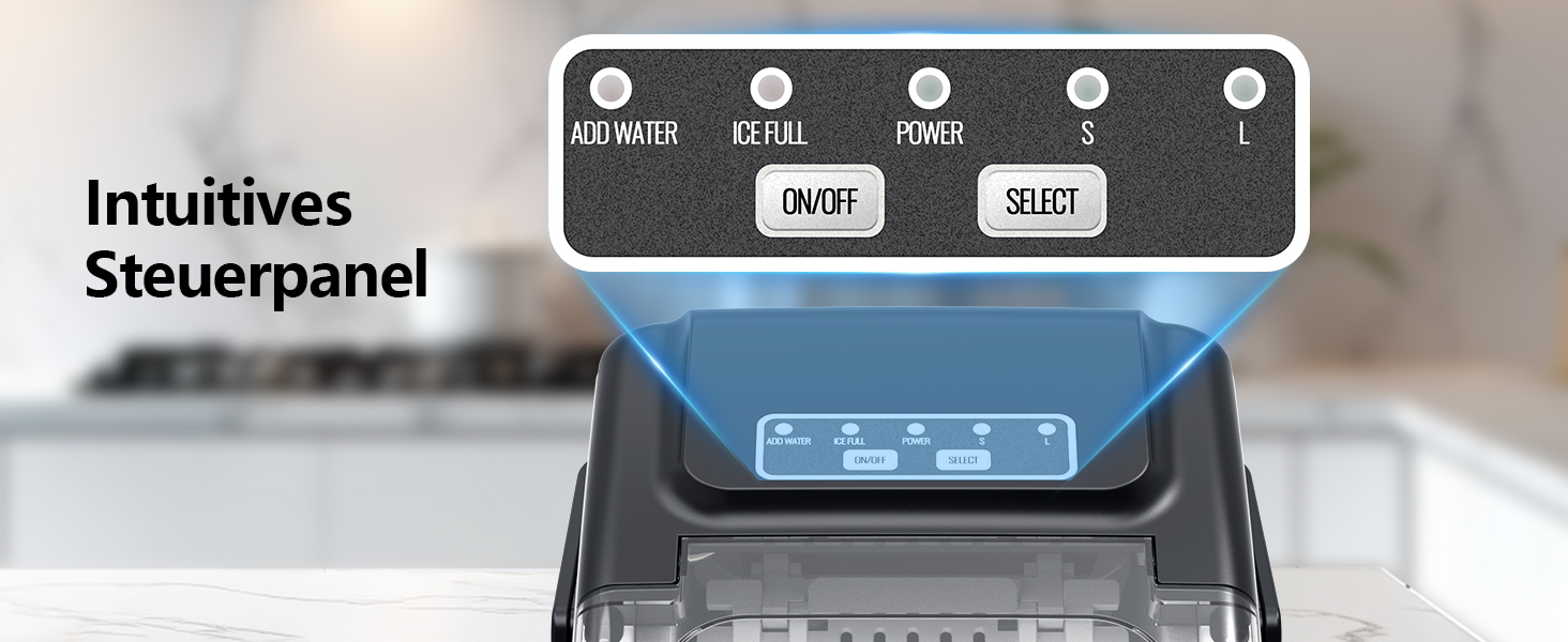 Льодогенератор портативний Klein Ice Maker 12 кг/24год, швидке виробництво льоду (8 кубиків за 6 хв), 2 розміри кубиків, самоочищення для дому, кухні, кемпінгу, вечірок