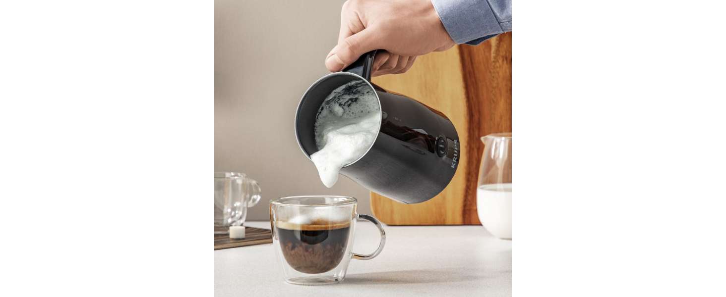 Електричний піноутворювач для молока Krups XL1008, чорний, об'єм до 150 мл