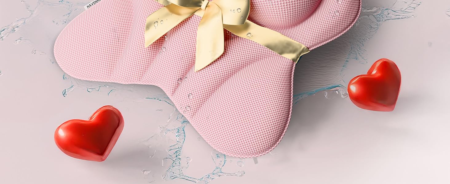 Преміум подушка для ванни XXL рожева | Додаткові подушки для шиї та плечей | Швидковисихаюча, пральна подушка для ванни з 4 великими присосками | Подушка для ванни рожева XX-Large