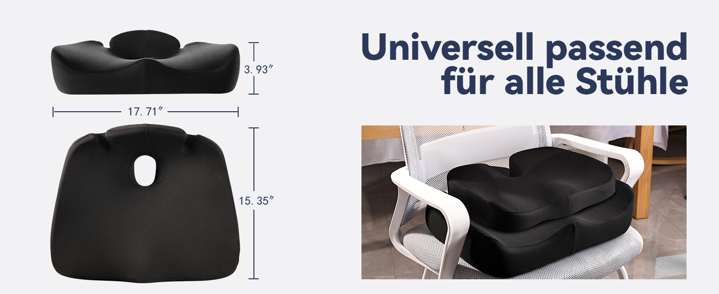 Подушка для сидіння з піни Memory Foam SKYNY для офісного крісла, автомобіля та інвалідного візка - велика, знімний гіпоалергенний чохол