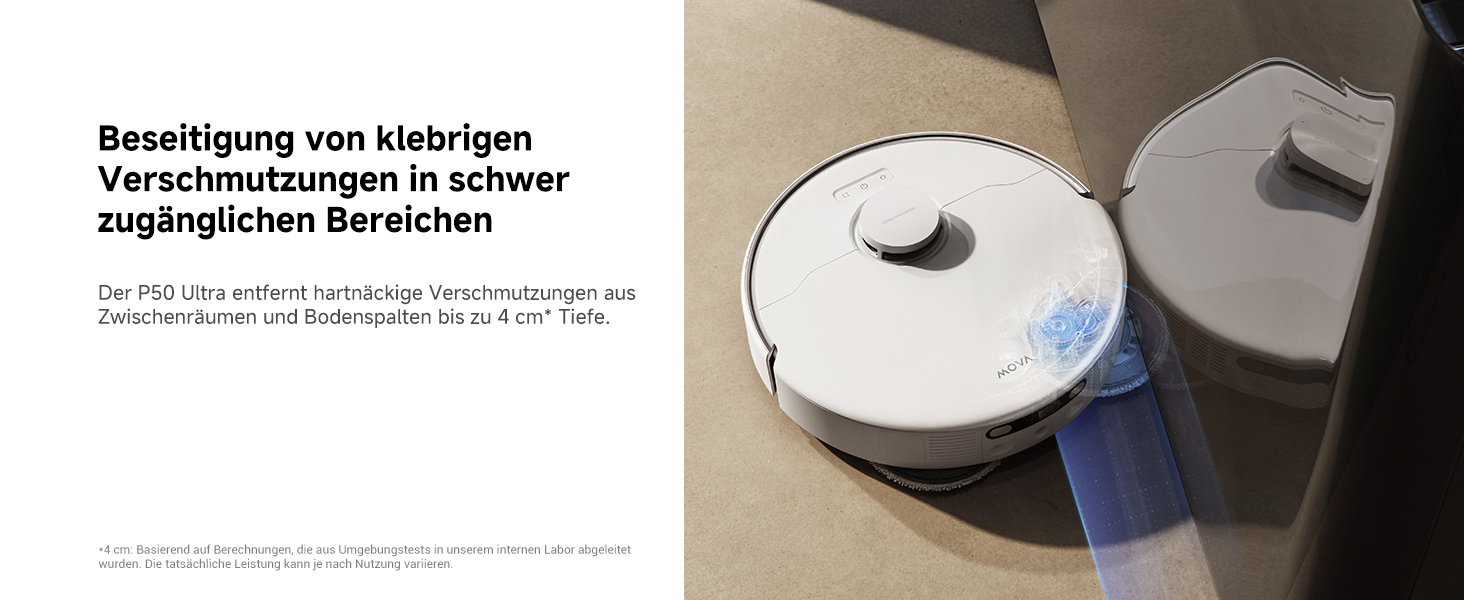 Робот-пилосос Mova P50 Ultra з мокрою прибиранням, 19000 Па, гаряча вода, самоочищення, LDS-навігація, RGB AI, LED-датчики, автоматичне спорожнення та поповнення