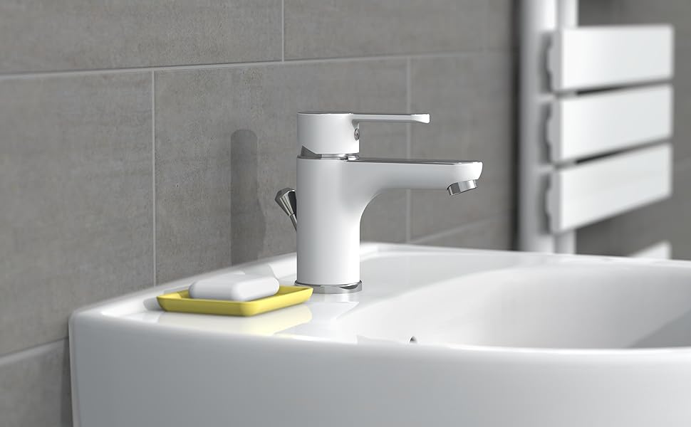 Змішувач для ванни DIZIANI DIZIANI, однорегуляторний, перемикач душ/ванна, хром/білий