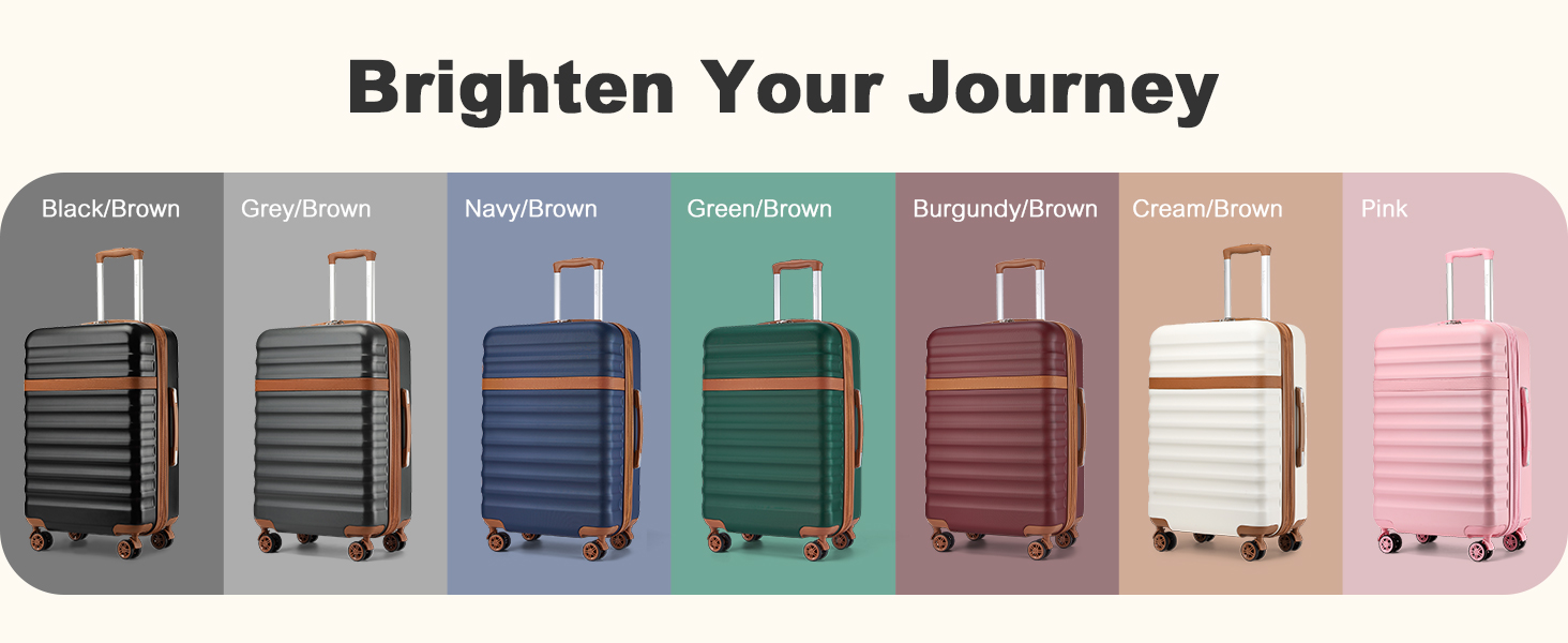 KONO Чемодан-Тролей середнього розміру, валіза для подорожей з ABS+PC, жорсткий корпус, 4 колеса, TSA замок (L) (65см, темно-зелений/коричневий)