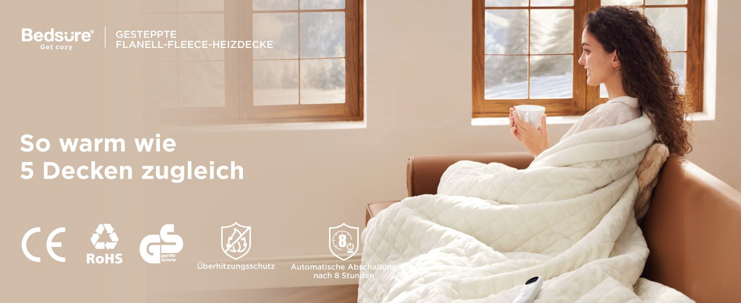 Електрична ковдра BEDSURE з автовимкненням, 130x180 см, сіра - ідеальний подарунок для мами на Різдво