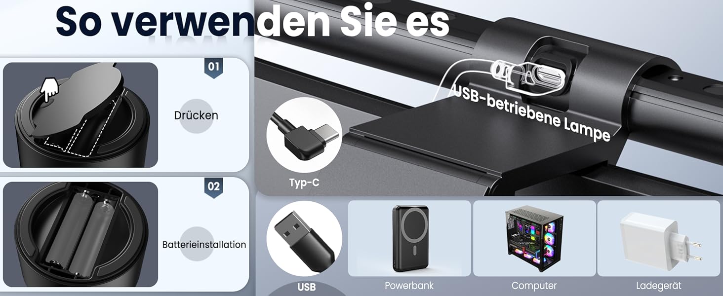 LED лампа для монітора Quntis з дистанційним керуванням та сенсорним управлінням, 40 см, захист від синього світла, USB, автоматичне регулювання яскравості, для ПК, офісу