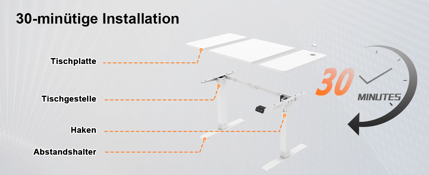 Електричний стіл JUMMICO з регулюванням висоти, пам'яттю, 140 x 60 см, білий