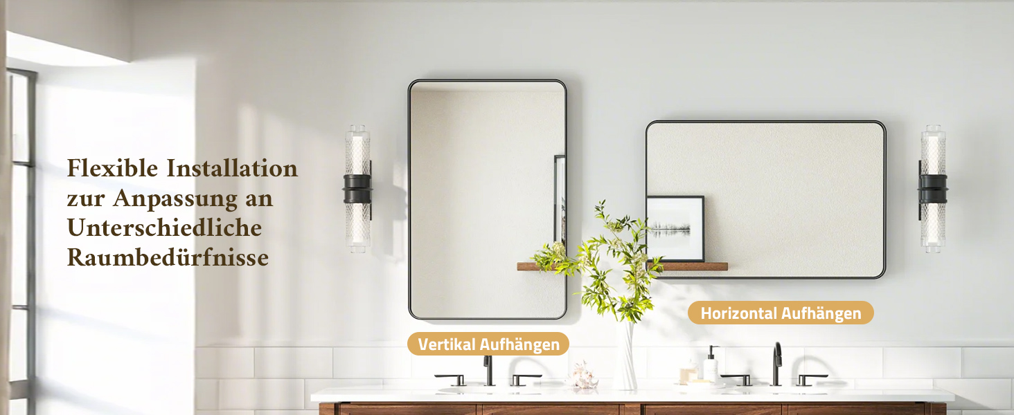 Дзеркало для ванної кімнати TETOTE 40x50 см, чорне, прямокутне, з металевим каркасом, з круглими кутами, для раковини, з загартованого скла