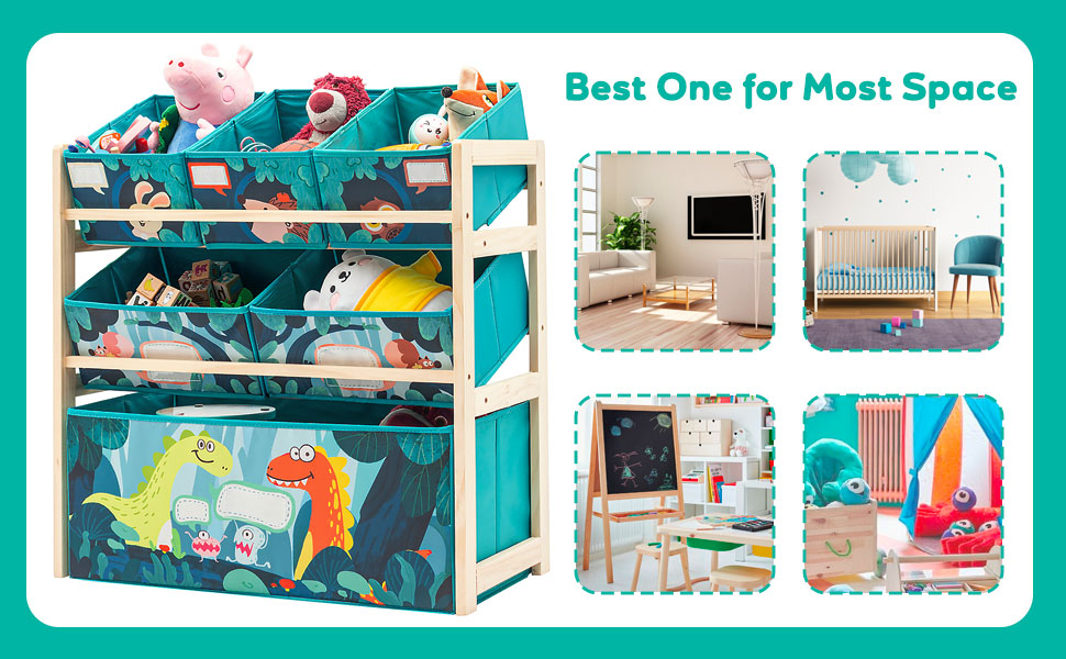 Дерев'яний органайзер для іграшок NUKied | 3-ярусна полиця з коробками | Для дитячої кімнати, школи, садочка