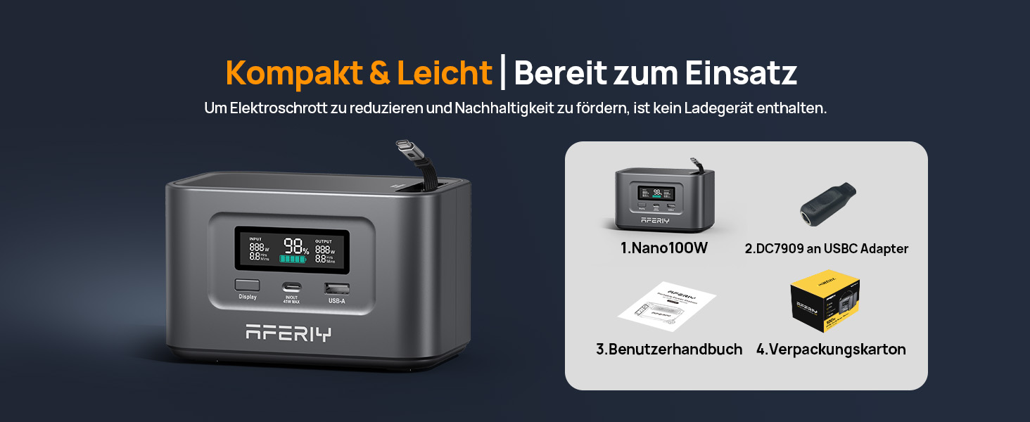 Портативна електростанція AFERIY 145W, 99,2Wh/31000mAh LiFePO4, 3 порти, захист 6-в-1, 100W сонячний генератор для кемпінгу, подорожей та надзвичайних ситуацій AF-PB010