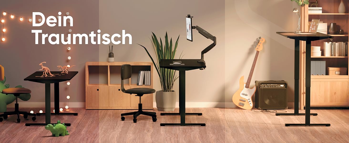 Електричний регульований стіл-рама ONKRON Wdt221e-b, чорний, для стільниць 120-170 см, до 70 кг