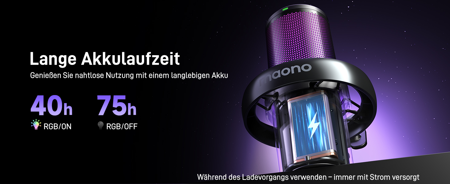 Мікрофон MAONO DM40 Pro бездротовий для ПК з RGB підсвіткою та ШІ-зміною голосу, шумозаглушення, для геймінгу, подкастингу та стрімінгу (чорний)