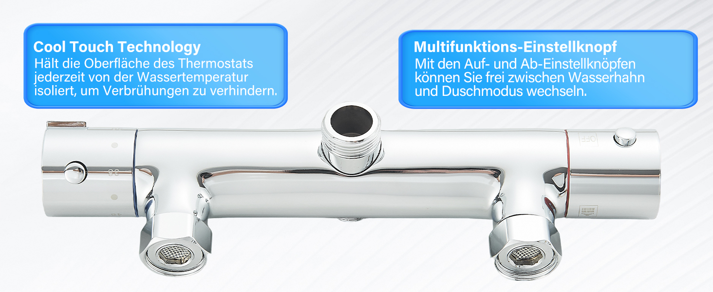 Змішувач для ванни з термостатом, настінний монтаж, для ванної кімнати (хром)