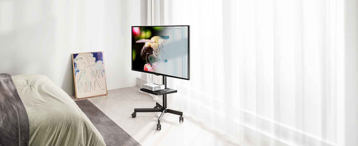 Підставка для телевізора на колесах для 32-65 дюймів, чорна, до 40 кг, VESA 400x400 мм