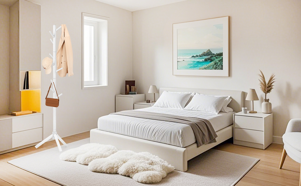 Підвісна шафа для одягу з бука, 9 гачків, 3 положення по висоті, білий колір