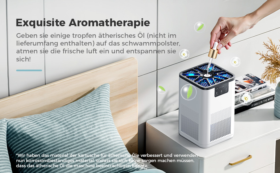 Повітряочисник Aroeve для спальні з ароматерапією, для дому, офісу, видаляє шерсть, пил, запах, 20dB