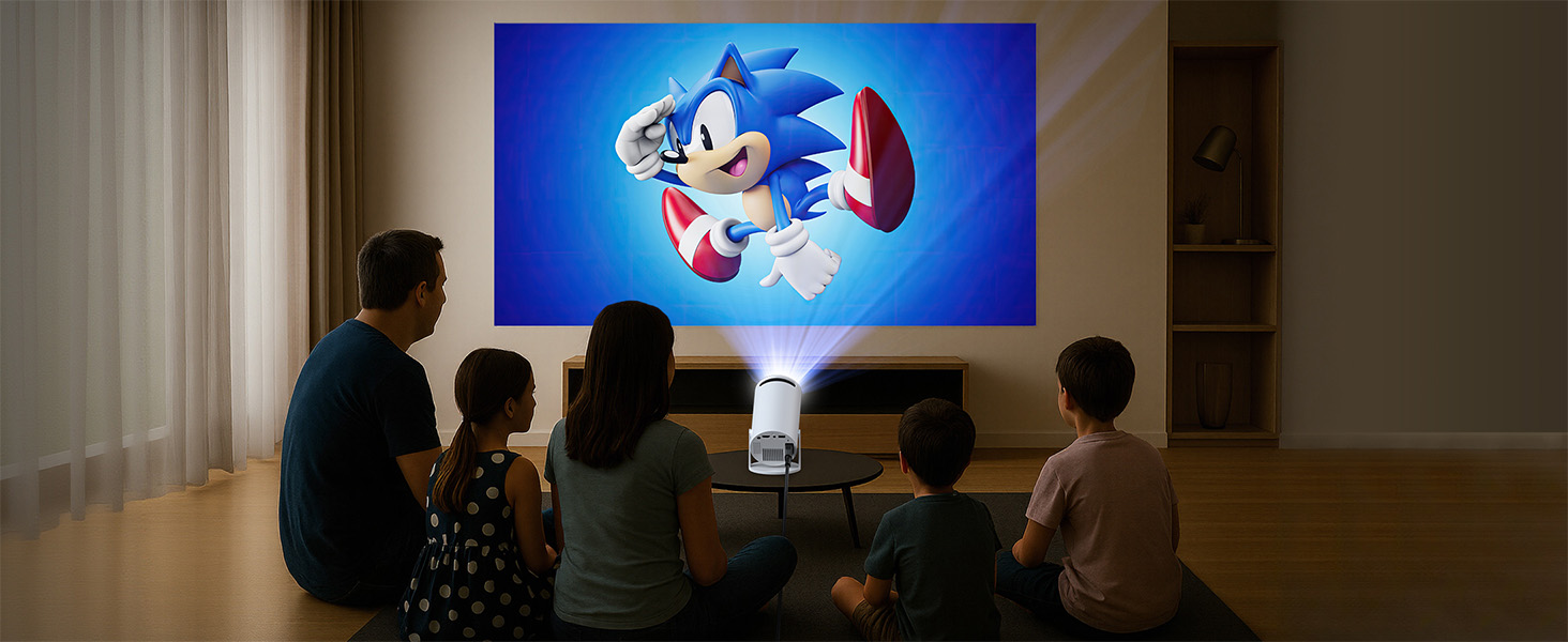 Портативний проєктор Mini Beamer 4K з WiFi6, Bluetooth 5.0 та Android 11.0. Підтримка HDMI, USB, Laptop для домашнього кінотеатру. Автоматичне вирівнювання зображення