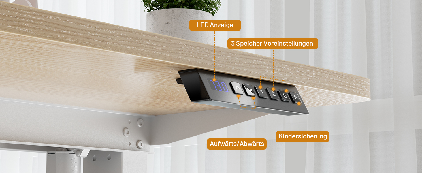 Регульований стіл з підняттям, USB-зарядкою та розеткою, 100 x 60 см. Електричний стіл, регульований комп'ютерний стіл з пам'яттю 3-х функцій, білий (горіх, 100 x 60 см)