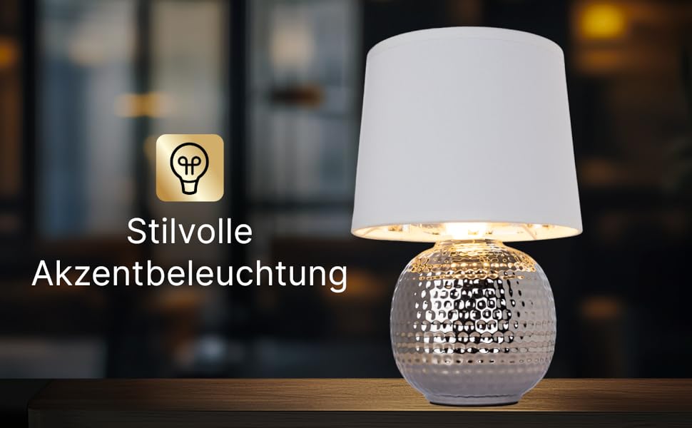 Лампа настільна ARTE LAMP LED з хромованою основою та абажуром з текстилю, біла – для вітальні та спальні