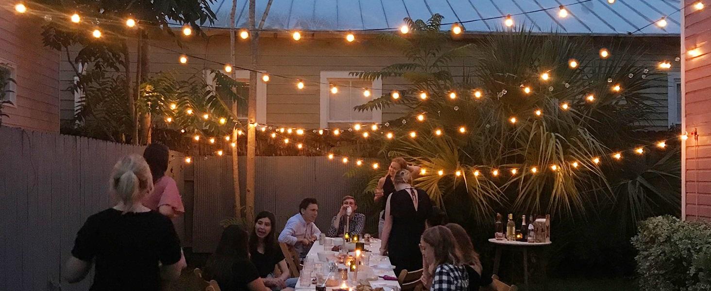 LED гірлянда для вулиці з пультом керування, 15м, G40, диммування, 4 режими, таймер, вологостійка, для саду, балкону, тераси, вечірки, кемпінгу, весілля