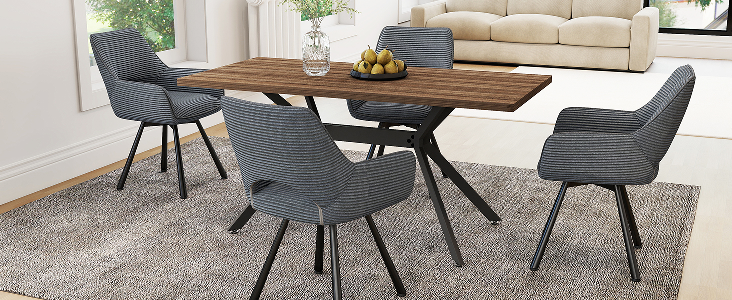 Набір обідніх стільців 4 шт. з поворотним механізмом 360°, стільці з підлокітниками на металевих ніжках, підходять для обідньої кімнати, м'які стільці з велюру, бежевого кольору