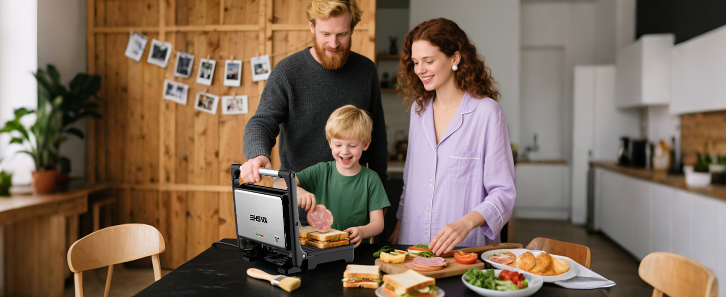 Sandwichmaker YASHE 1500W з антипригарним покриттям XXL, автоматичне регулювання температури, для 2 тостів