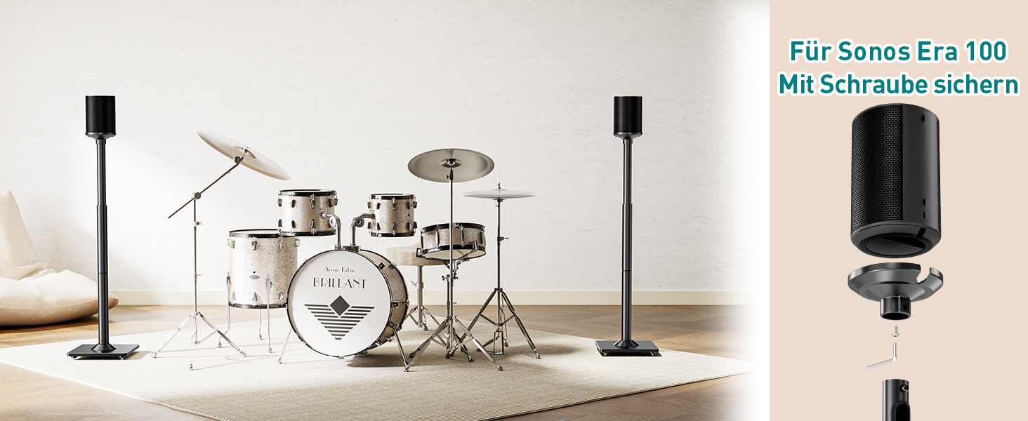 Підставка для колонок ELIVED для Sonos One, One SL, Play:1, Era 100, регульована висота 88,8-110,3 см, пара, EV5024
