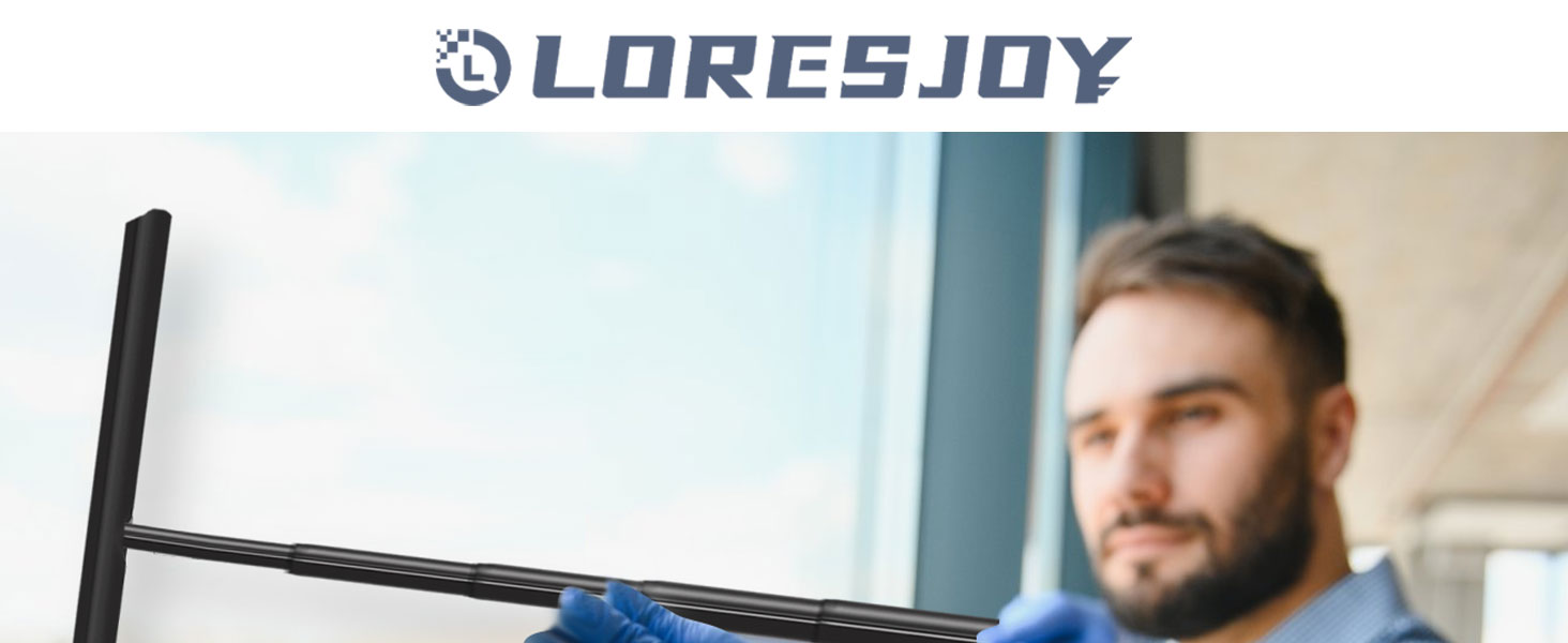 Регульований ракель для душу LORESJOY, силікон, 97x31.8см, чорний, для скла, дзеркала, вікон, плитки