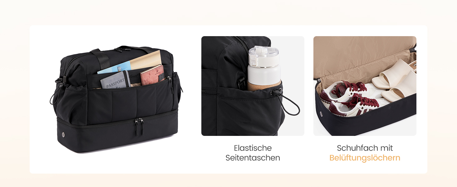 Сумка-трансформер LOVEVOOK для подорожей: жіноча, легка, 30L, водонепроникна, з відділенням для взуття, для авіаперельотів, спортзал, клініка, пологовий будинок