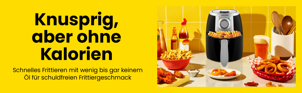 Фритюрниця Chefman 2L: компактна, чорна, з антипригарним кошиком та цифровим таймером