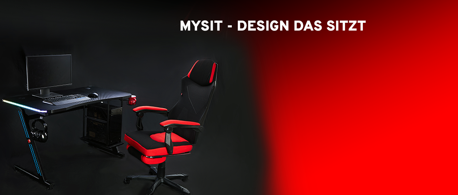 Ігровий стіл MY SIT Titan 140 см з підсвічуванням LED, тримачем для навушників, тримачем для ПК та напоїв, кабельною організацією, чорний