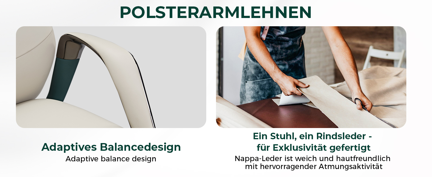 Ергономічне крісло EUREKA для офісу та дому: шкіряне, регульоване, для роботи, бізнес-крісло, дихаюче, комфортне, для керівника, білий колір