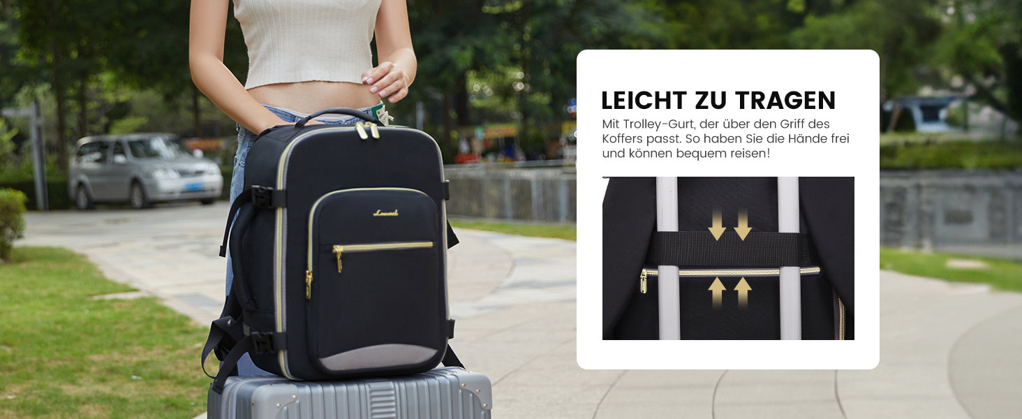 Рюкзак LOVEVOOK для ручної поклажі Ryanair (40x20x25 см), для ноутбука 13.3 дюйма, чорний, підходить для Eurowings, Wizz Air