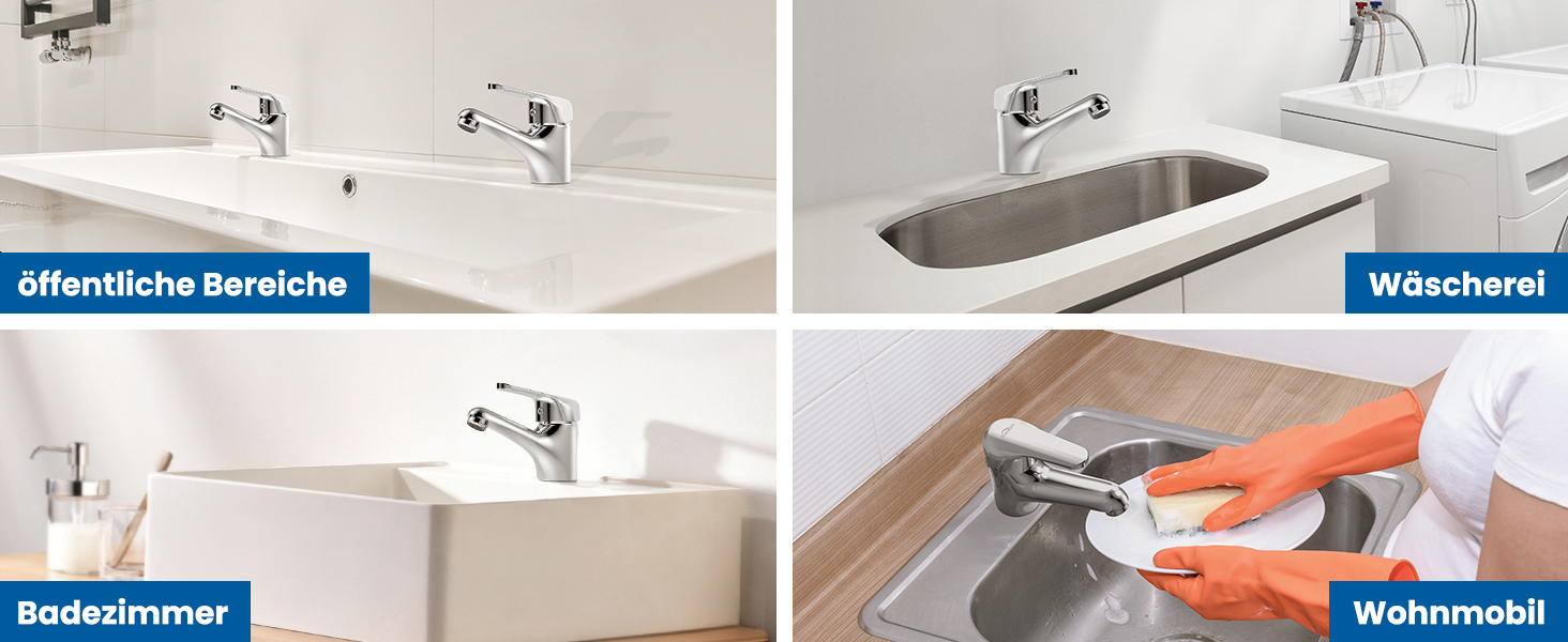 Змішувач для ванної кімнати Auralum з витяжною штангою, однорідний змішувач для раковини, хром, одноручний змішувач для раковини, змішувач для ванної кімнати, змішувач для раковини, для ванної кімнати (без зливного комплекту)