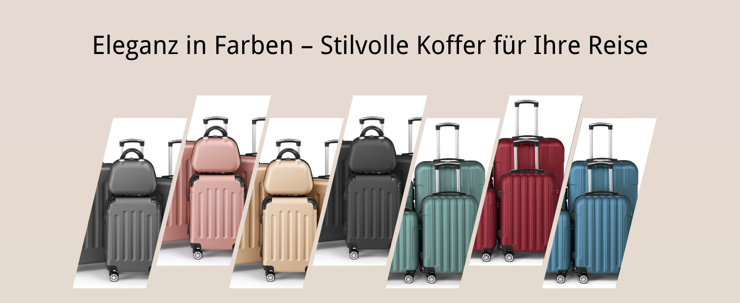 Набір валіз LALAHO 3/4/5 шт. з косметичками, жорсткий корпус ABS, сірий колір. Ідеальний для подорожей та ручної поклажі