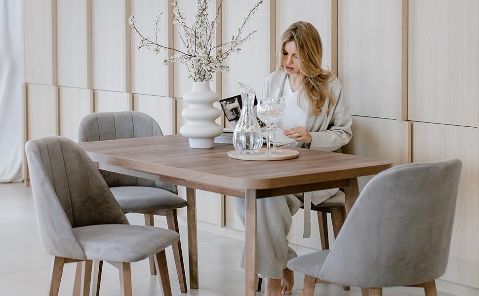 Розсувний обідній стіл LeafDesign овальної форми - кухонний стіл з дерев'яними ніжками в стилі модерн, для 6-8 осіб, 80x140-180 см