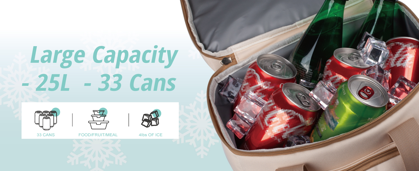Ізольований рюкзак-холодильник з м'яким ручками – велика місткість, для пляжу, кемпінгу, пікніка, риболовлі та походів (бежевий)