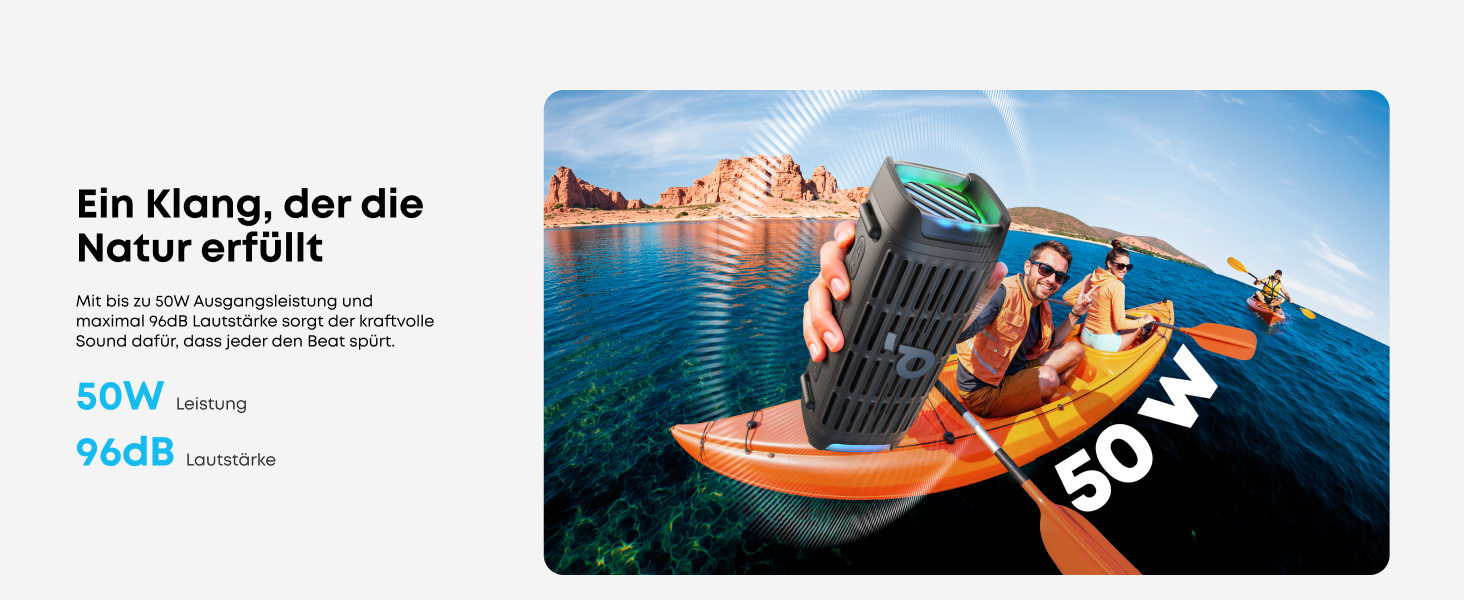 Soundcore Boom 3i від Anker – водонепроникна Bluetooth колонка для активного відпочинку, 50W, IP68, 16 годин, світлодіодна підсвітка, TWS, для каякінгу, риболовлі, кемпінгу